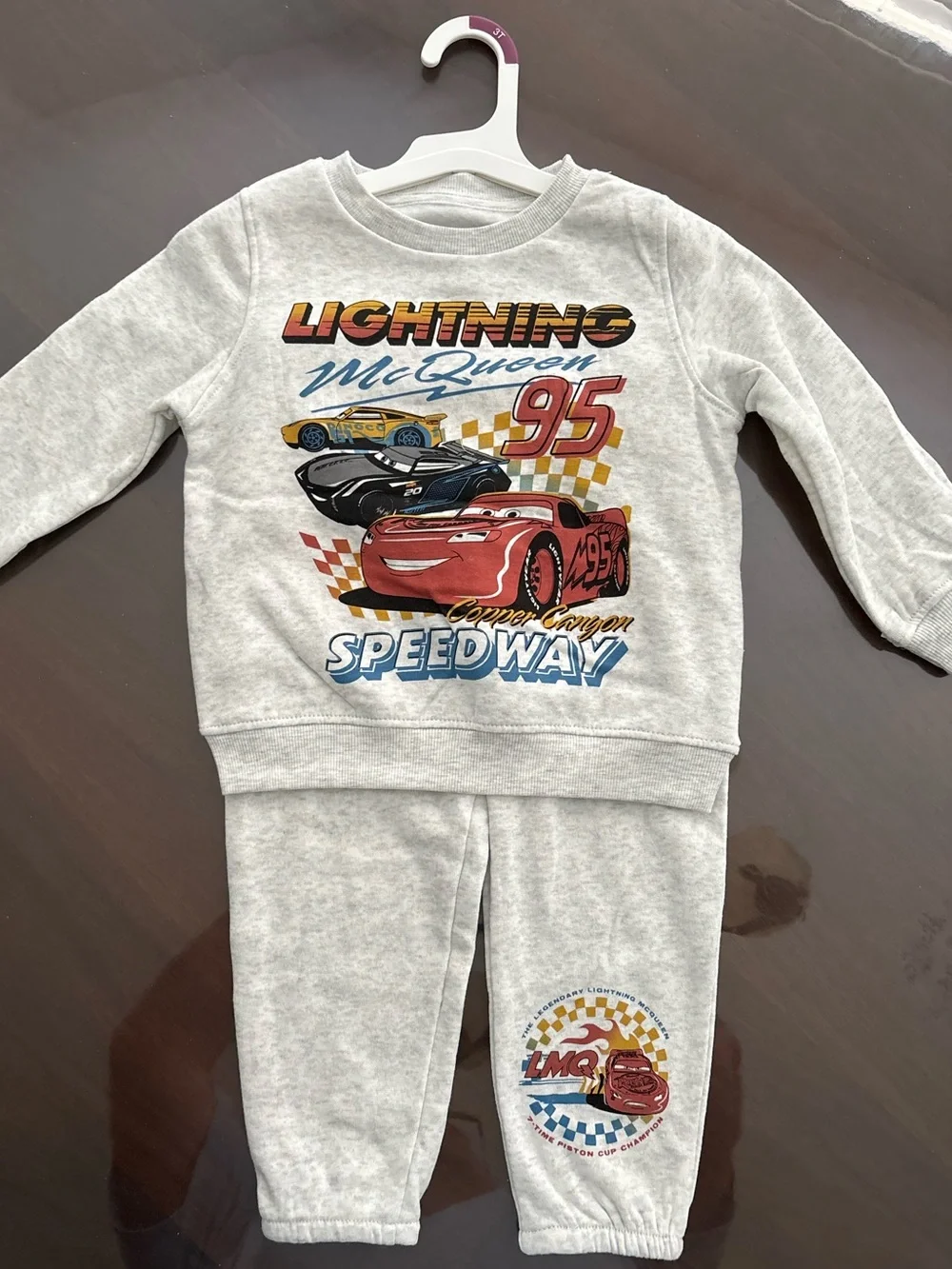 Disney Lightning McQueen Gray Kids Matching Set with Red and Blue Graphics